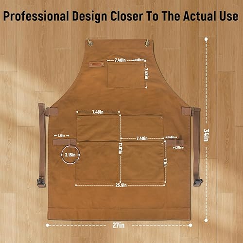 Miniatura 6 de Professional Chef Apron, 100% Cotton Canvas, Perfect for Cooking, Grilling, BBQ, and Kitchen Work, Durable & Stylish