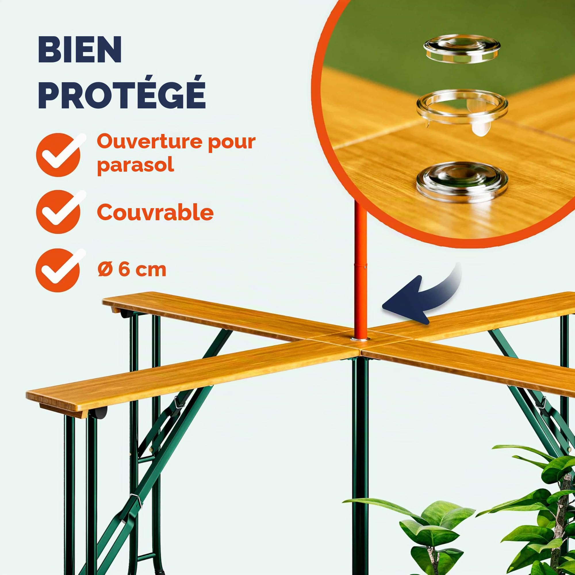 Casaria Table en Bois Quattro Table de Jardin Pliables pour 20 Personnes Max Table de réception Haute fête Mange Debout