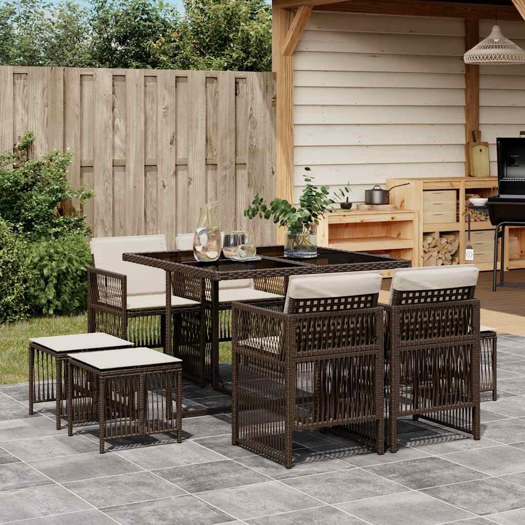 Salon de jardin 9 pièces compact pour optimiser l'espace de votre terrasse