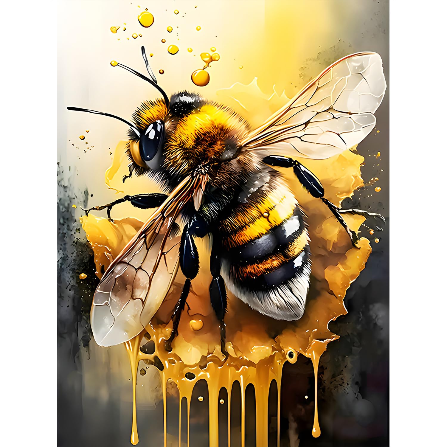 DPIDEA Diamond Painting Bee, Diamond Art Kits for Adults Bee DIY 5D Diamond Art Full Drill for Home Wall Decor 30x40cm