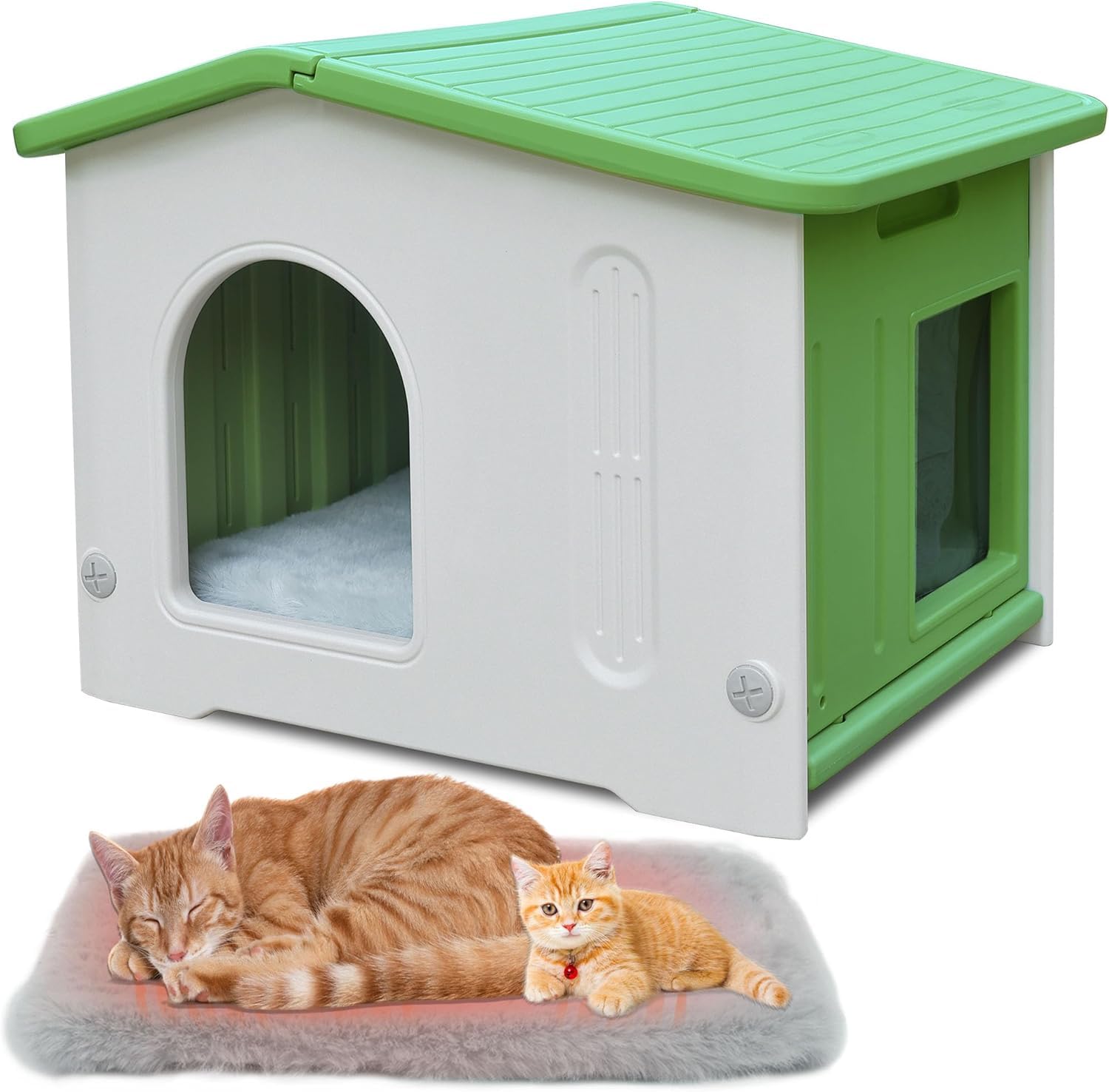 Jucgghk The Comfortable Plastic Cat House is Weatherproof and Artificial Pet House, Suitable for Indoor Pets Suitable for Indoor Pets(Grey)