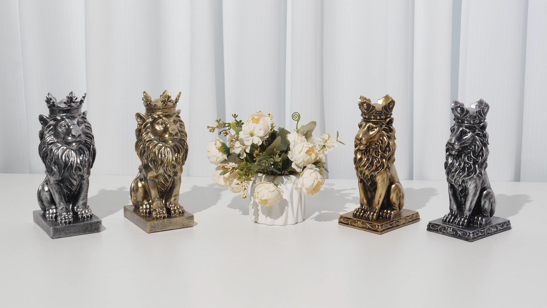 Amazon.com: AMOIENSIS Vintage Crown Lion Statue, 9 Inch Resin