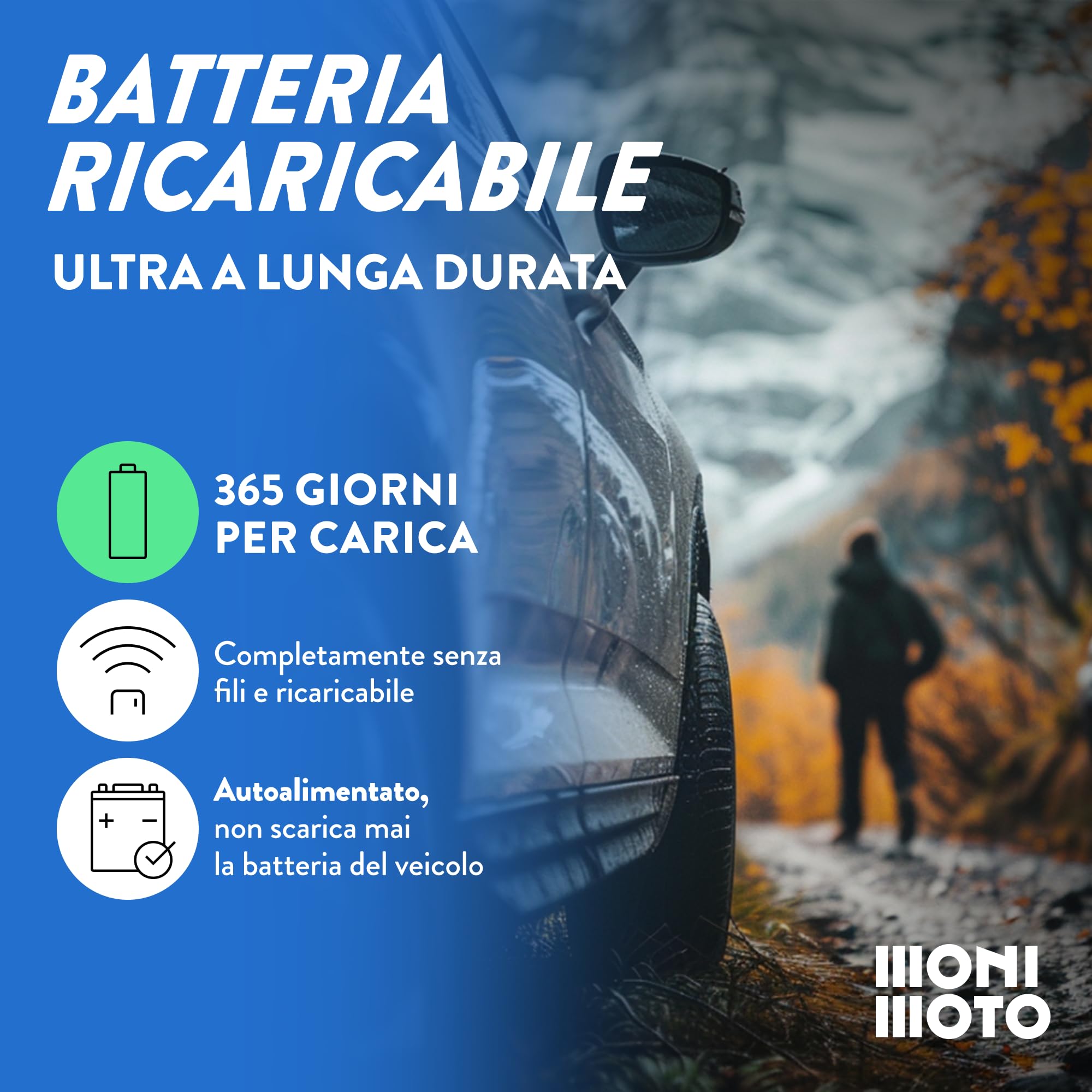Monimoto 9 Tracker GPS e allarme antifurto - Installazione fai da te, nessun cablaggio, impermeabile, copertura globale - per veicoli, moto, auto, biciclette, ATV, motori di barche, caravan