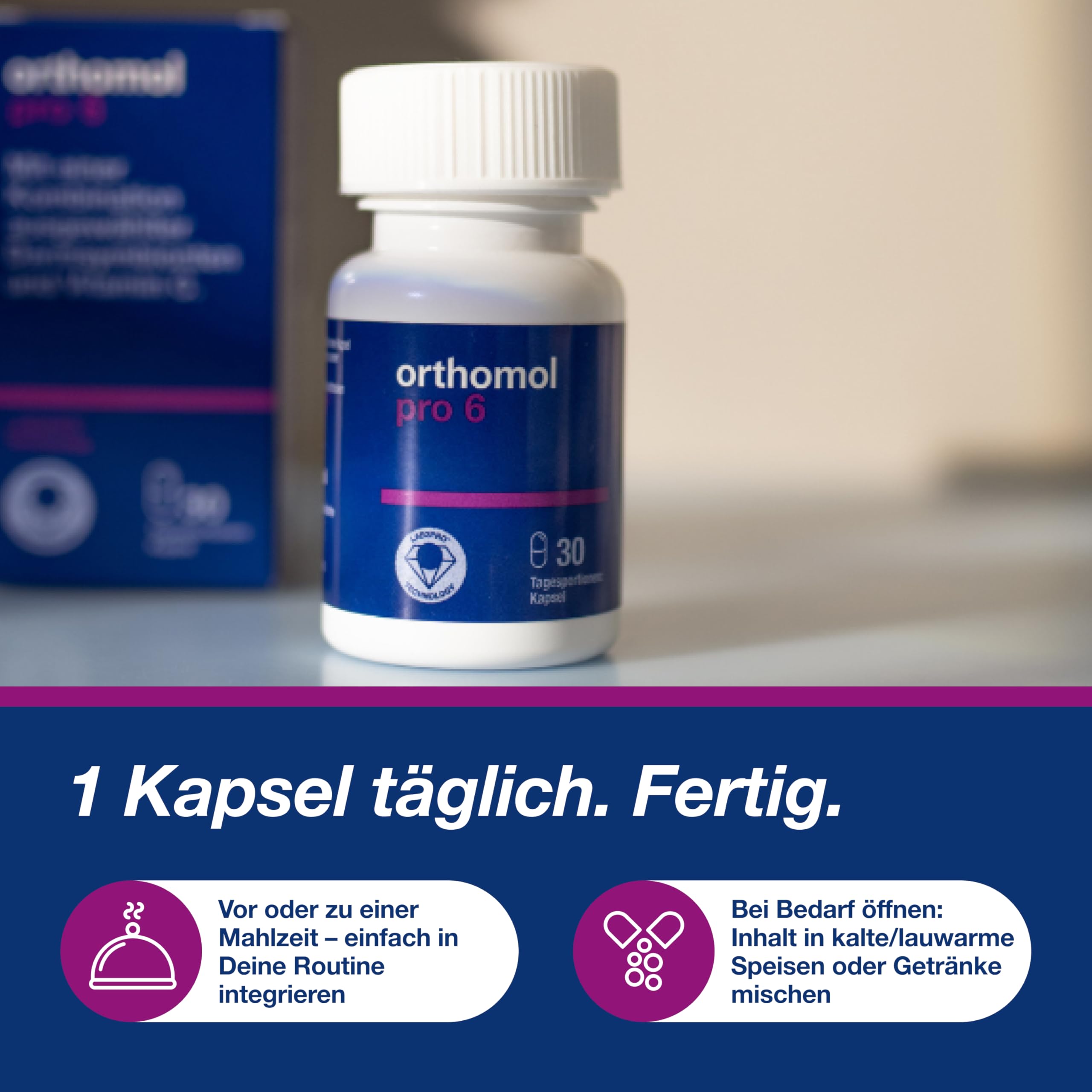 Orthomol Pro metabol: Nahrungsergänzung mit 10 ausgewählten Darmsymbionten + Zink zur Unterstützung des Darms, u. a. im Rahmen des Gewichtsmanagements, 2x30 Kapseln