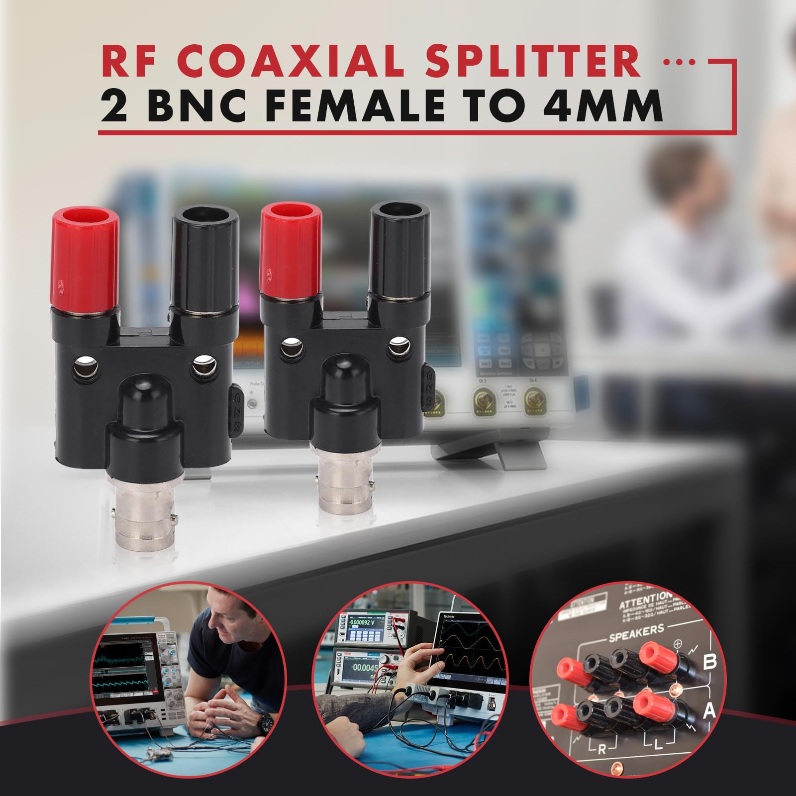 Gniazdo BNC na 2 x 4 mm podwójne gniazdo bananowe zacisk przyłączeniowy, 2 sztuki gniazda BNC na gniazdo Dual Banan, wiązanie słupków, rozdzielacz RF-Coax, adapter do anten radiowych HF