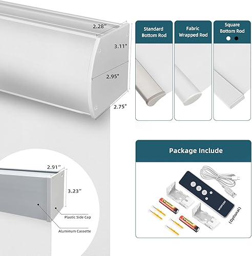 Miniatura 9 de Persiana motorizada, funciona con Homekit con rosca, persianas inteligentes 100% opacas con control remoto, persiana enrollable eléctrica, tamaño