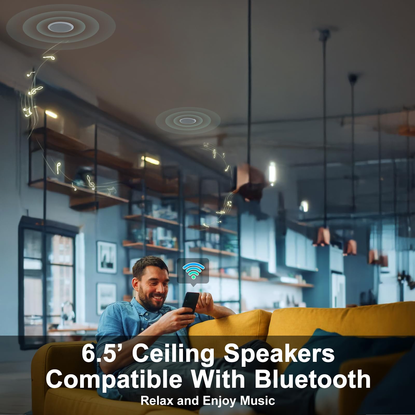 STUDIOFINIX 6,5-Zoll-Bluetooth-Ceiling-Speakers 320 W 2-Wege-Flush-Mount-In-Wall-Sprecher für zu Hause, Bad, Küche, Büro mit Full-Range-Superior-Sound