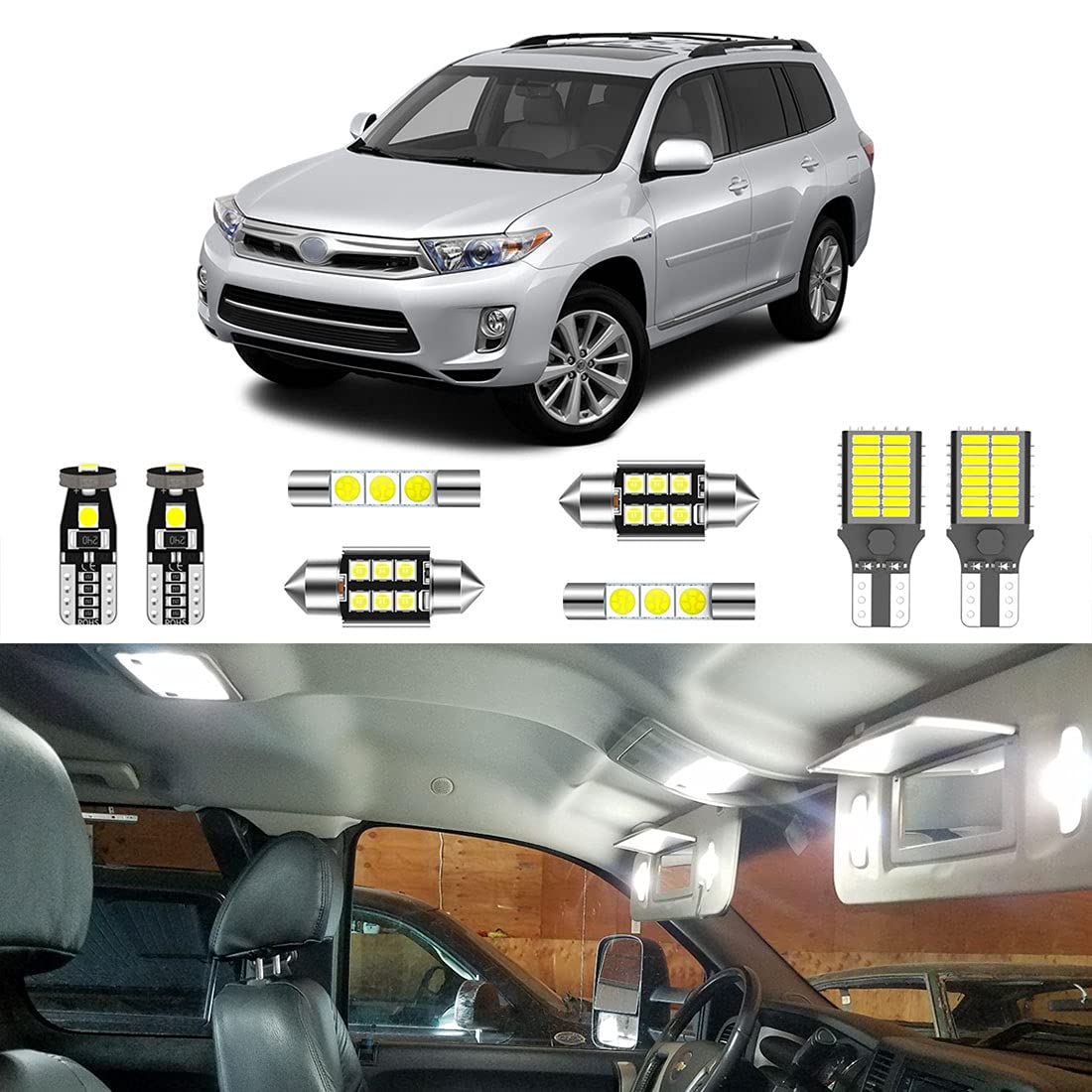 Kit Luz LED Interior Toyota Highlander 2009-2014 - Branco 6000K