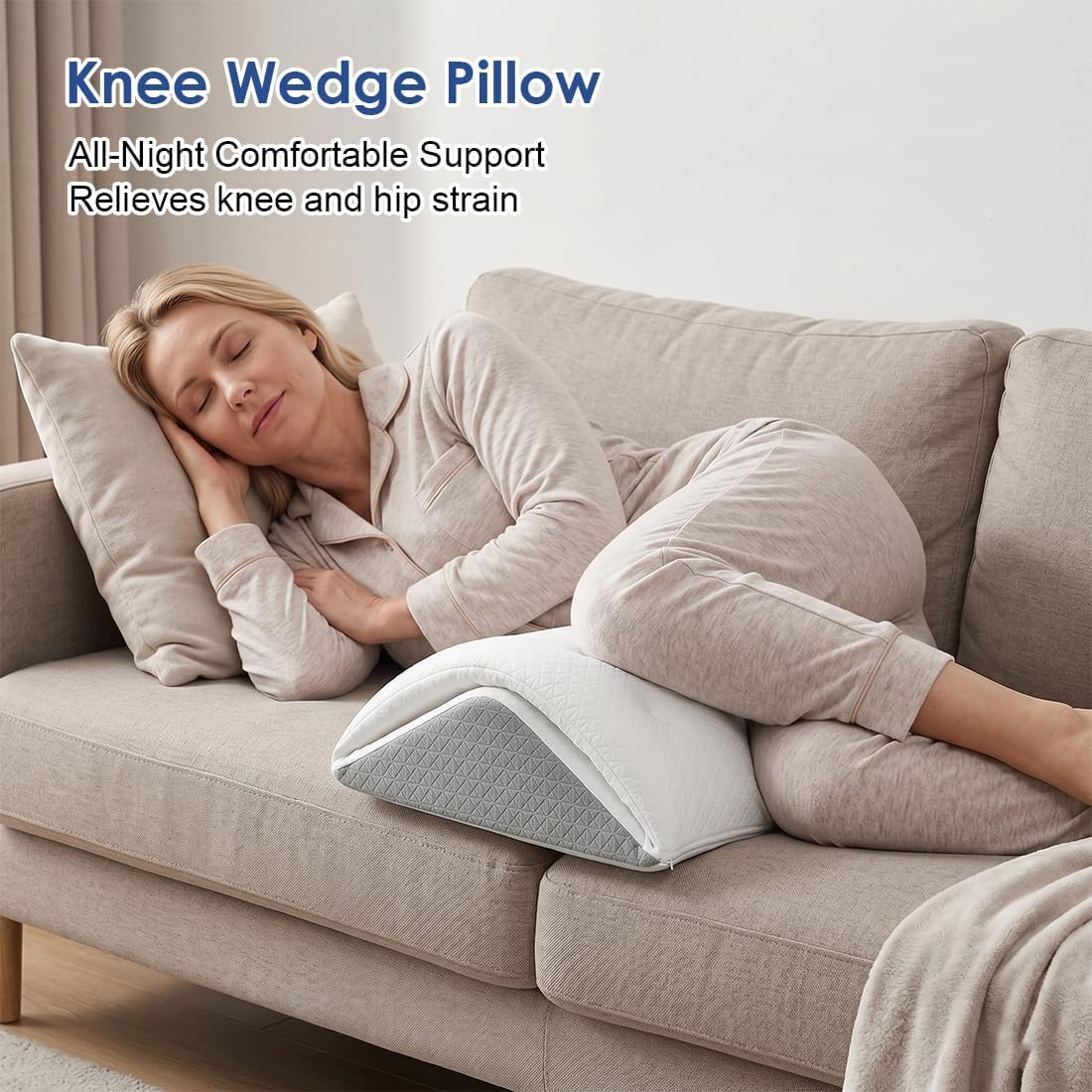 Cojín para piernas y rodillas para dormir de espalda, cojín ergonómico para piernas y pies, almohada triangular de espuma viscoelástica para cama, sofá