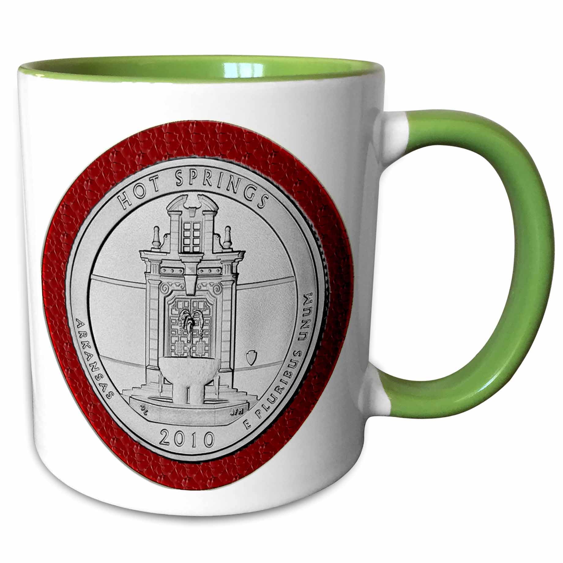 3dRose Hot Springs 2010 Coin 11oz Two-Tone Green Mug