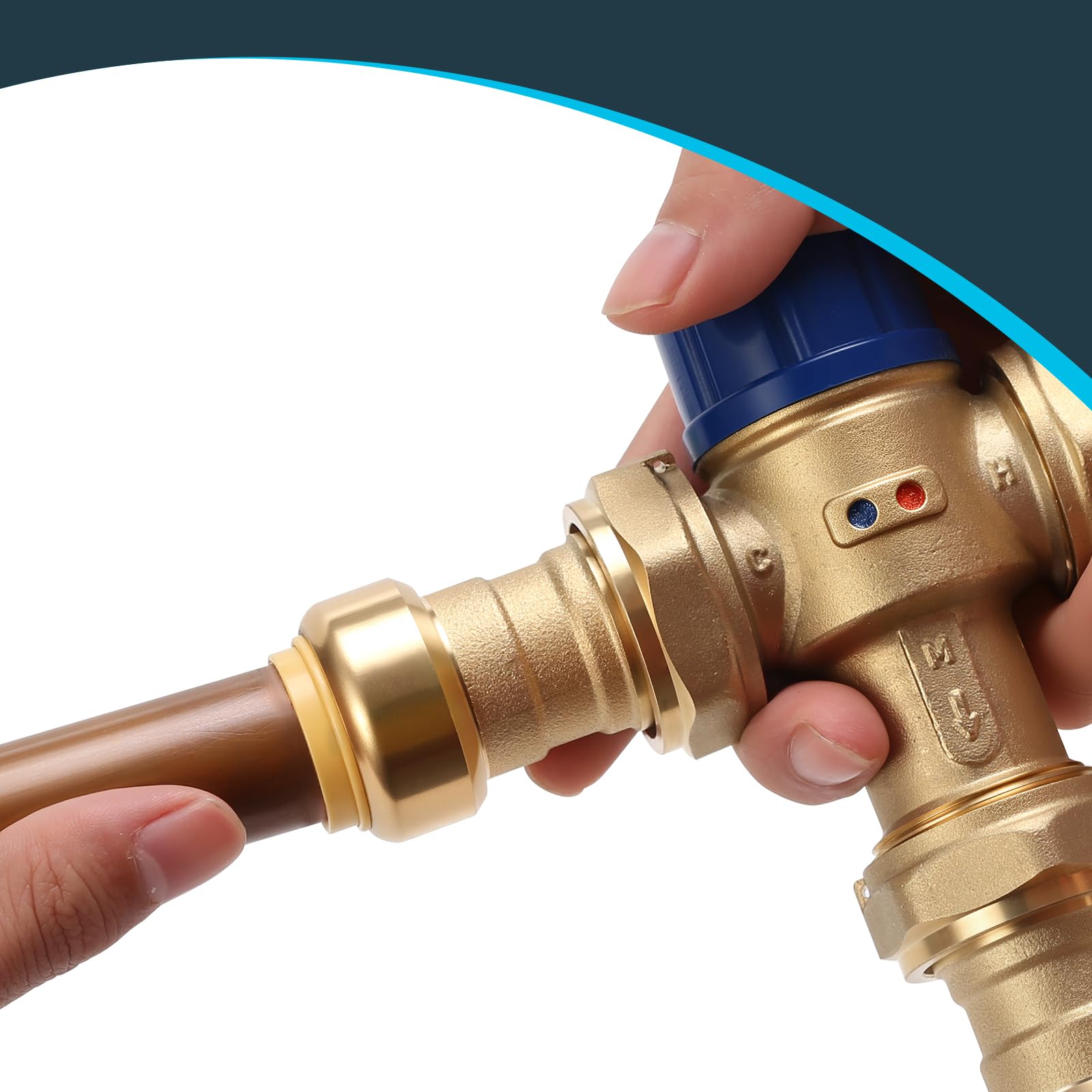 Vanne mélangeur thermostatique 3/4" Push-Fit - Contrôle de la température - Laiton