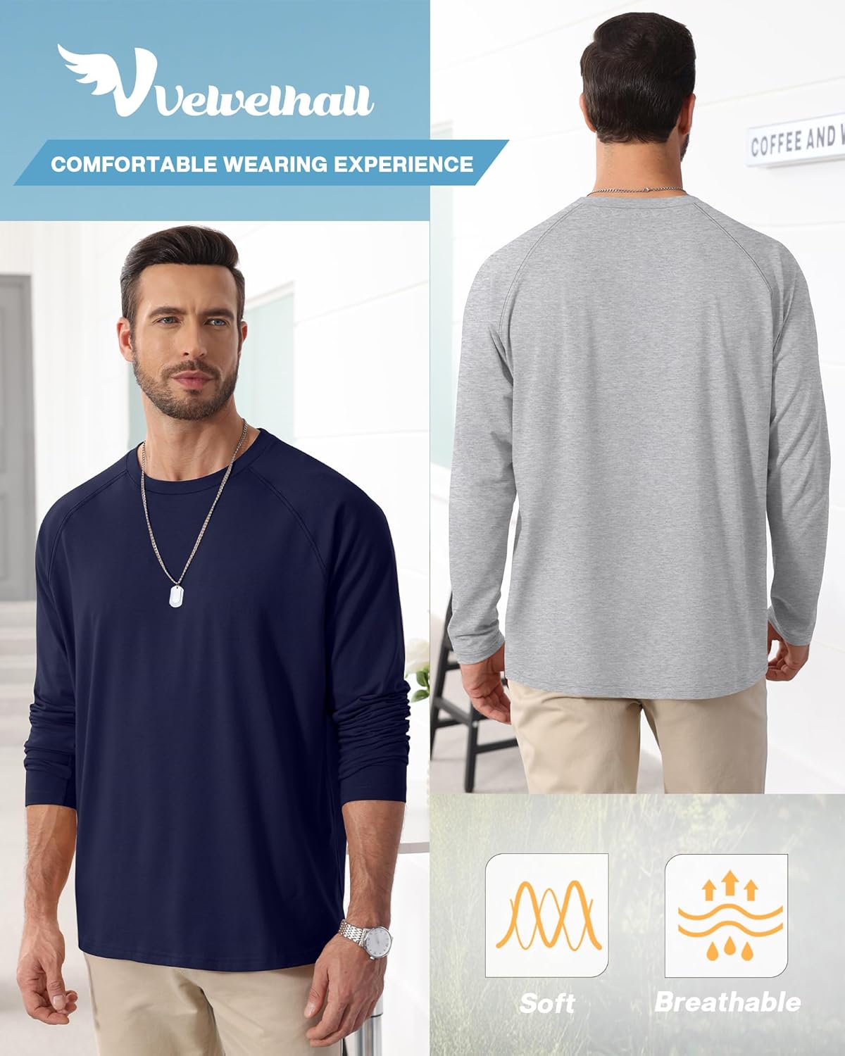 10 Pack Men Big and Tall Cotton Shirts Long Sleeve Tops - Image 6