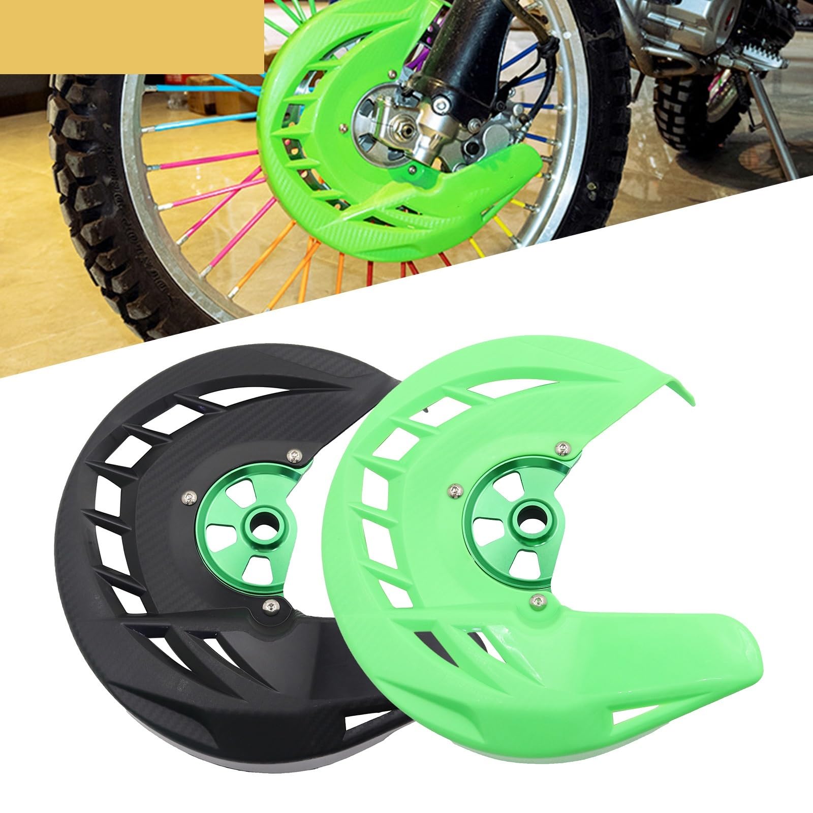 Bremsscheibenschutz Fit Für Kawasaki KLX250 KLX450R KX125 KX250 KX250F KX450F KX KLX 250 450 2006-2020 Vordere Bremsscheibe Schutz Abdeckung Bremsscheiben Abdeckungen(20mm Green)