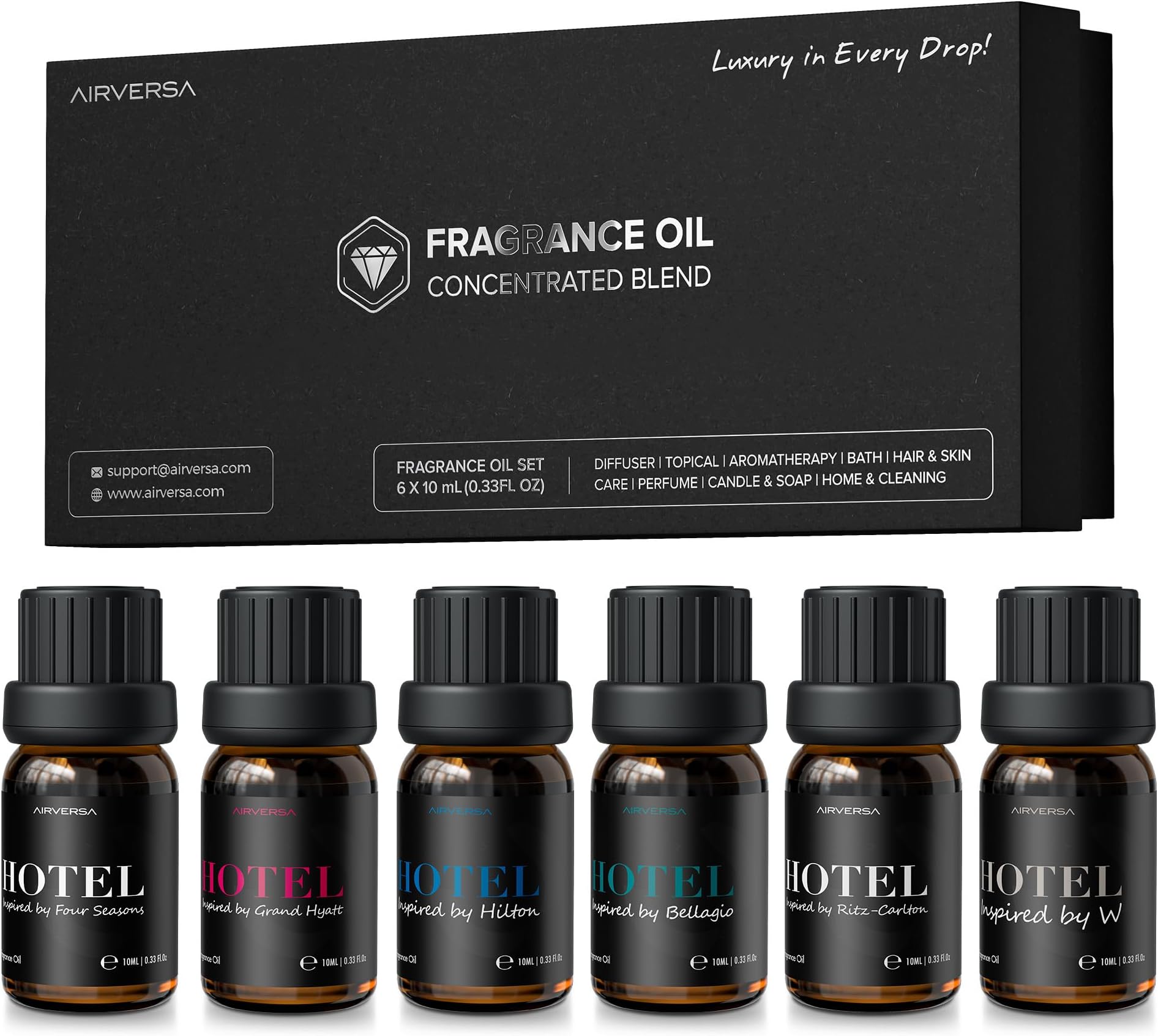 Hotel Scent Diffuser Oils, Fragrance Oils Set, 10mL | 0.34 Fl Oz x 6