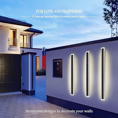 Miniatura 2 de Luces de pared LED de 23.6 pulgadas de largo, 18 W, impermeable, IP65, blanco cálido, 120 V, lámpara LED de montaje en pared, acrílico negro, luces