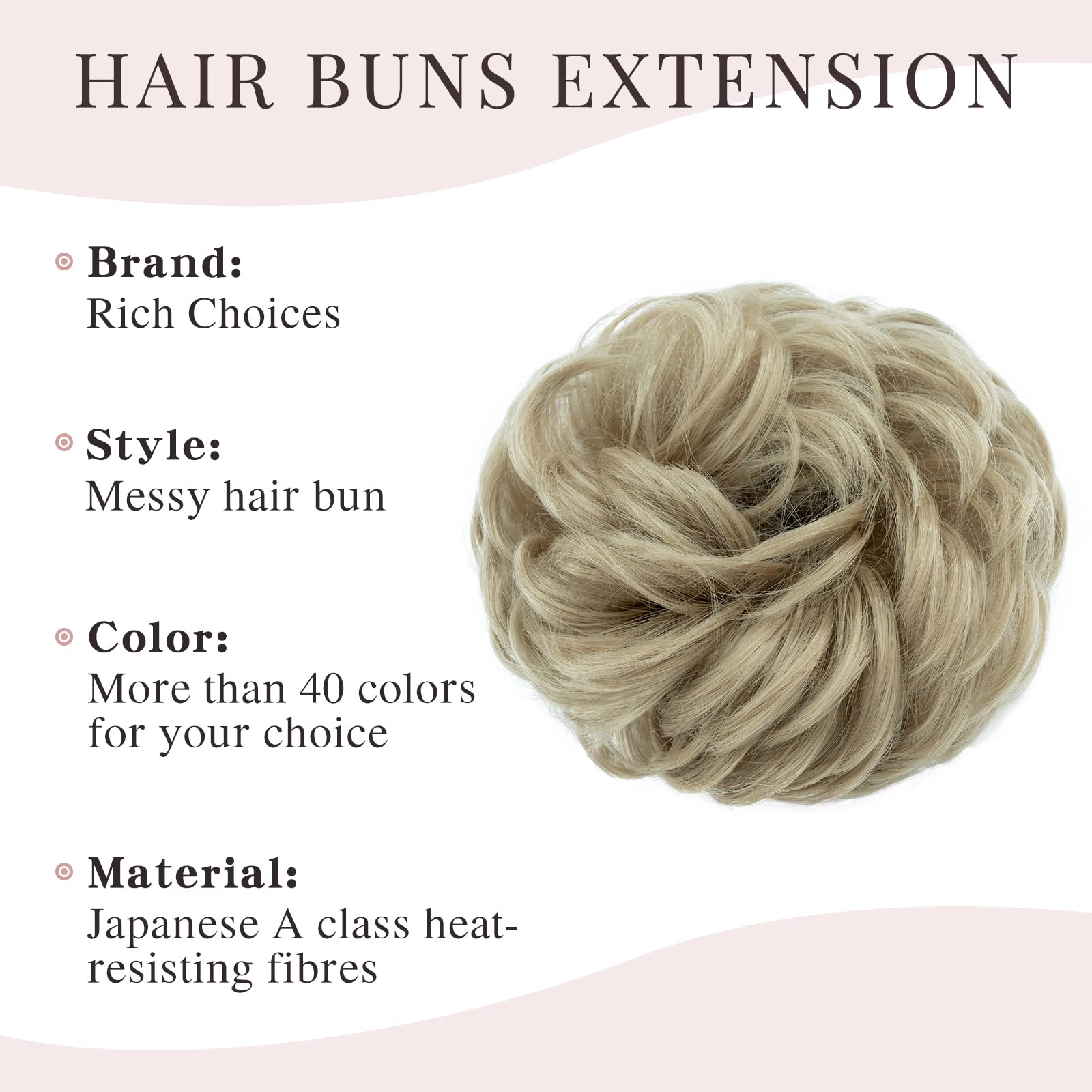 Curly synthetic hair bun with messy strokes, elastic hair piece in bleaching blonde, ideal for a natural casual look, ash blonde - Image 2