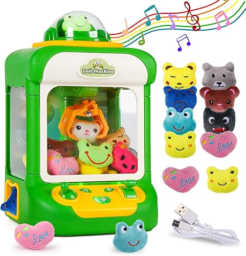 Máquina de garras para niños, mini máquinas expendedoras de dulces con luz musical y juguetes de premios de felpa para niñas y niños de 4 a 6 a 8