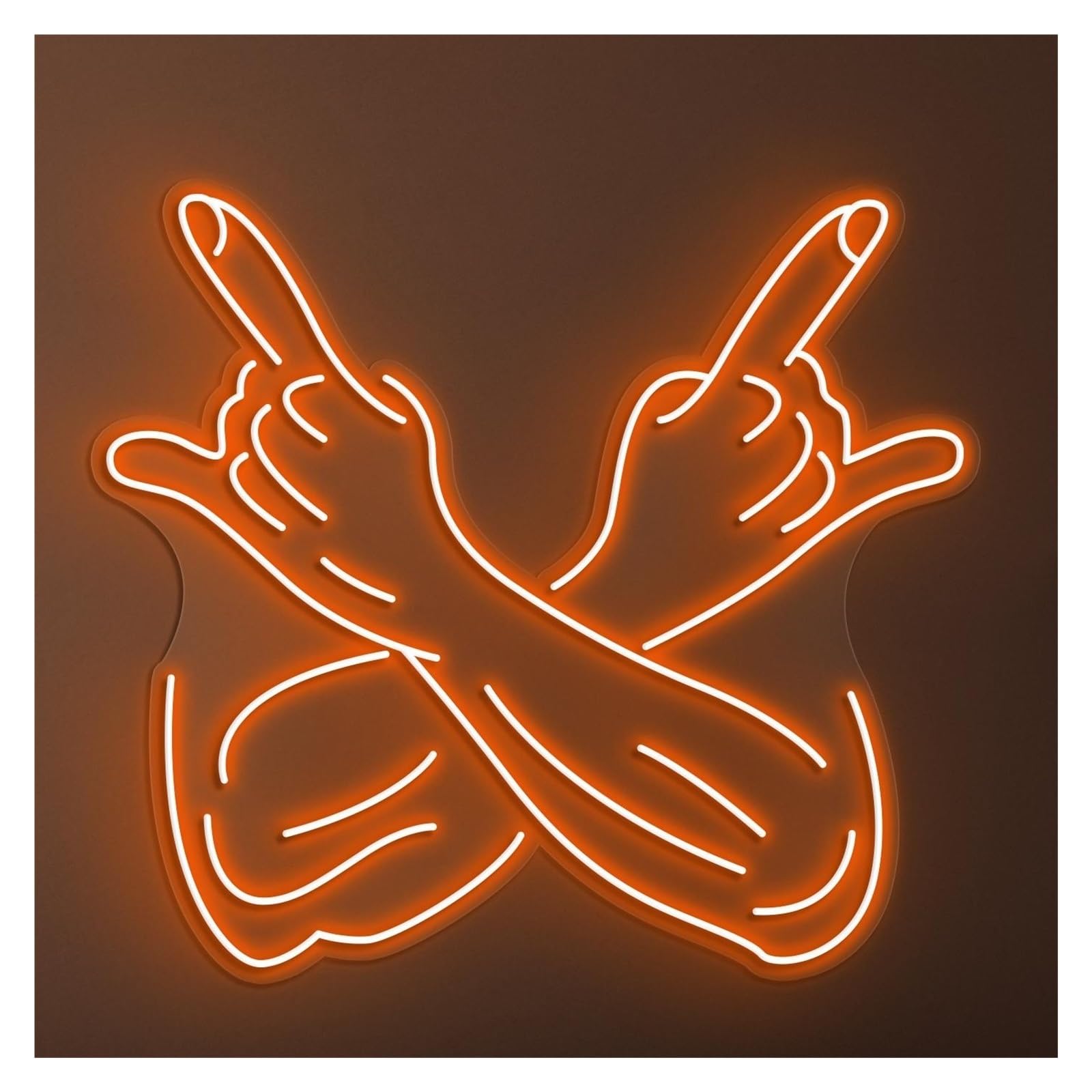 Hanging Art Neon Signs Rock Hand Neon Sign, Suitable For Game Room Decor With Brightness Adjustable 50cm(Orange)