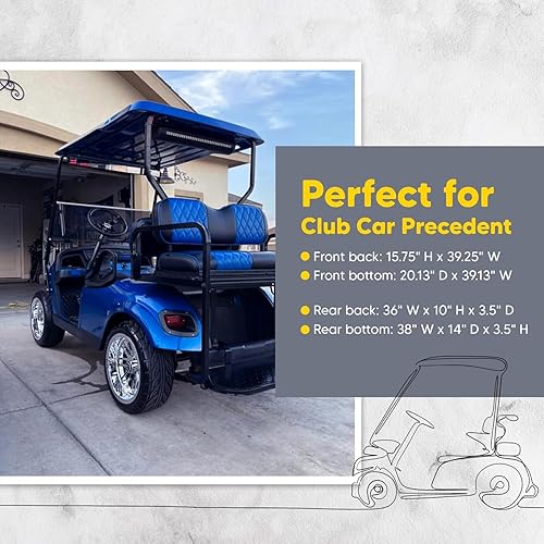 Miniatura 4 de Club CAR Precedent - Fundas de asiento delantero para carrito de golf, costuras de diamante, color azul rey