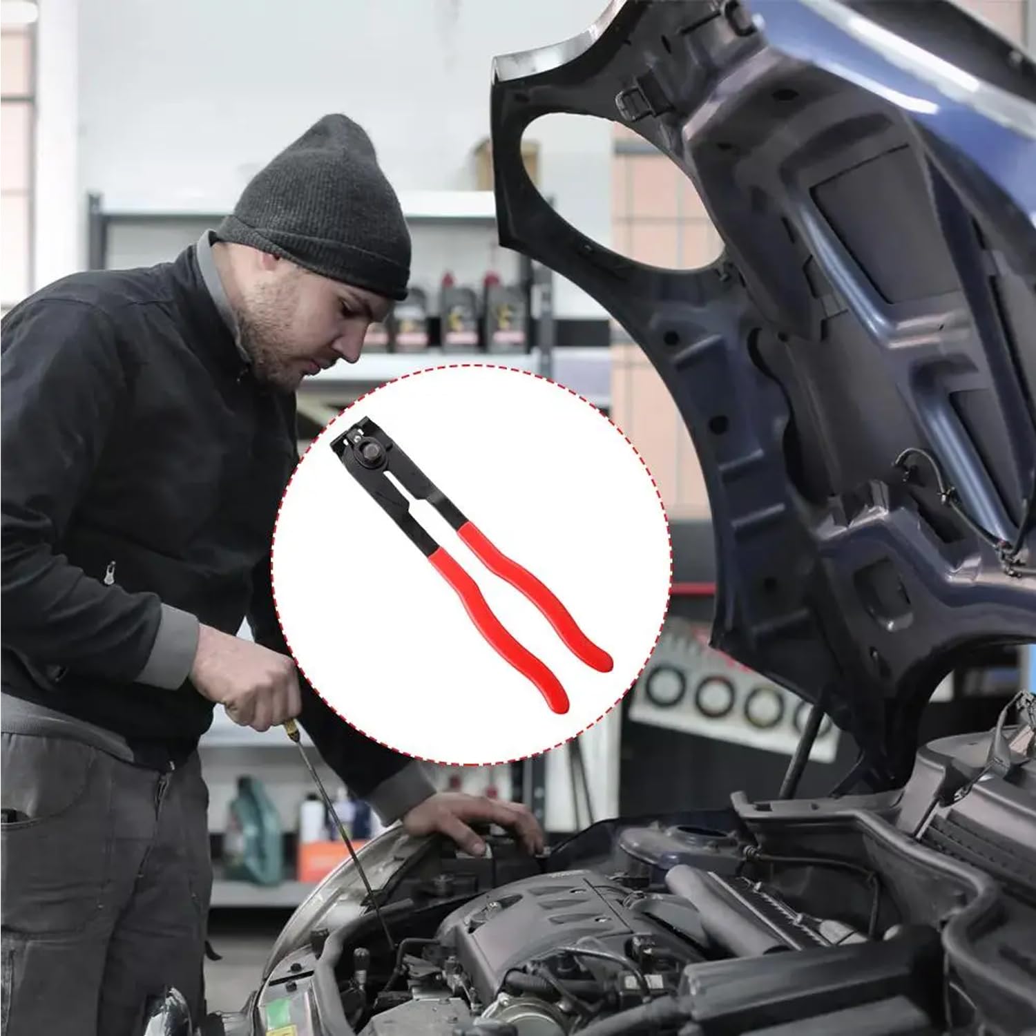 Greluma 1 Pezzo Pinza per morsetti per soffietti omocinetici, strumento per crimpare soffietti omocinetici a orecchio, strumento per fascette di giunzione per la maggior parte delle auto