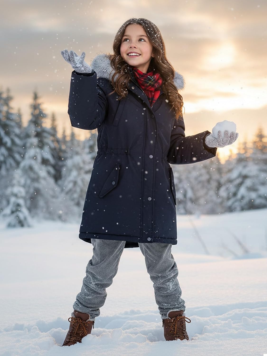 SOLOCOTE Big Girls Parka Winter Coat – Kids Insulated Long Warm Jacket Water-Resistant Heavyweight with Faux Fur Hooded - Image 3