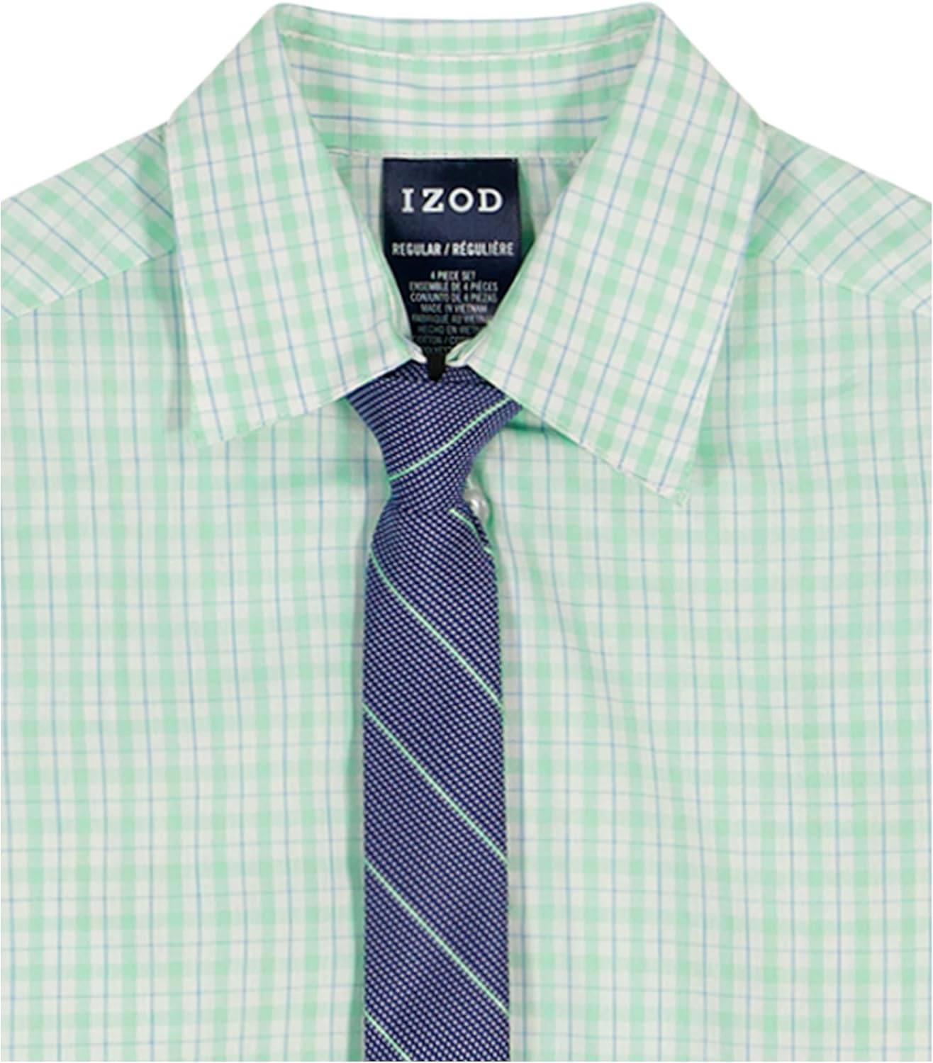 IZOD Boys' 4-piece Formal Dress Up Suit Set, Vest, Pants, Collared Shirt, and Tie
