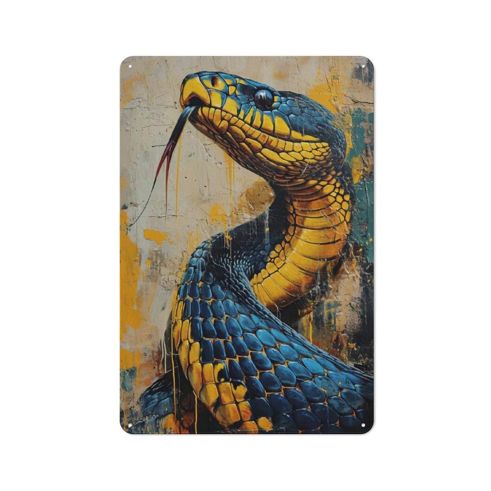 Junmoney The Insidious Snake Decorative Metal Wall Decor 30X20cm, Vintage Metal Sign For Hallway, Home Bar, Garage Or Study