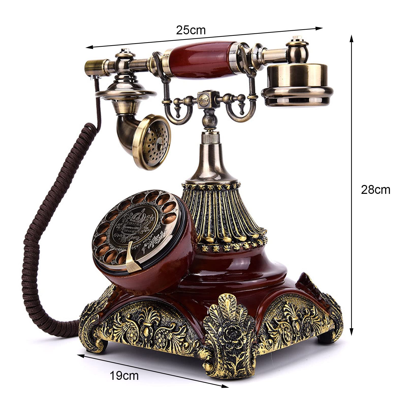 Telefono con Filo Manopola rotativa Telefono retrò Casa Vintage Telefono Fisso Antico di casa Ufficio Vivavoce (suoneria Singola)