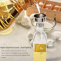 Vista 3 de BAKHUK 4 Pack 17oz Olive Oil Dispenser Bottles, 500ml Clear Glass Vinegar Cruet with Pourers and Funnel for Kitchen