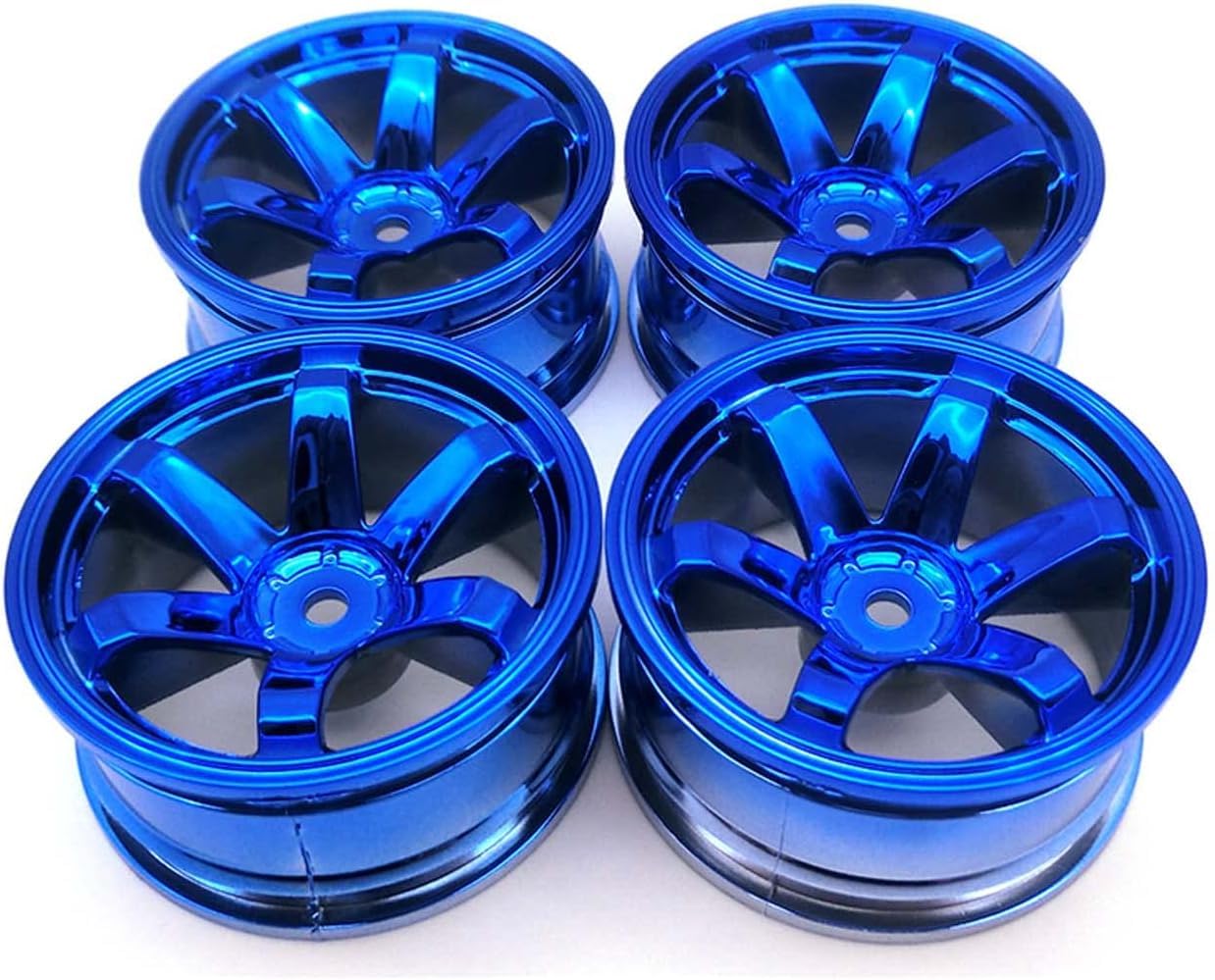 KINGCOO RC Auto Reifen & Felgen Set – 4 Stück 75mm Gummireifen Mit 6-Speichen Für 1/10 & 1/16 Modelle (Grün)