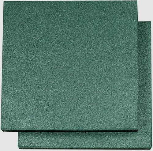 RevTime 2 PCS Easy-DIY Ultra Thick Interlocking Outdoor Rubber Tiles 20\" x 20\" x 1 3/4”, 45mm Thick for Playground, Outdoor Gym Floor, Sports Deck, Backyard Play Area, Green