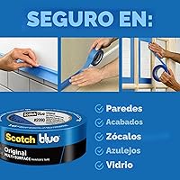 Vista 2 de ScotchBlue Cinta de Pintor Original Multisuperficie, 2 Pulgadas de Ancho (1.88 Pulg. x 60 Yardas), 6 Rollos de Cinta de Pintura Azul Protege
