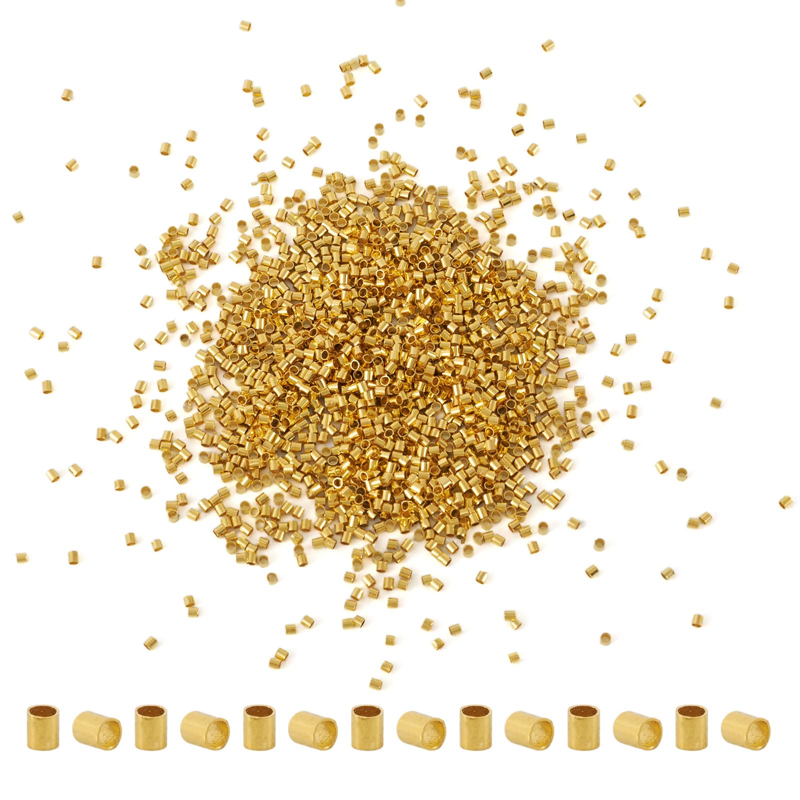 Tubos de engaste de latón de 1,5 mm dorados para hacer joyas artesanales