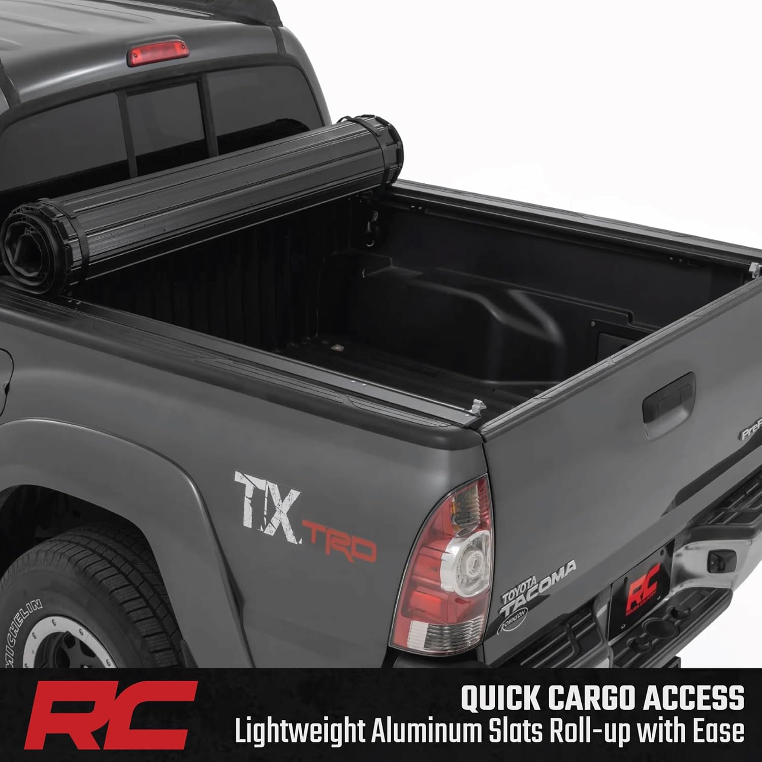 Rough Country Hard Roll-Up Tonneau Cover for Toyota Tacoma (2005-2015) - Aluminum Truck Bed Cover, Fits 5' Short Bed
