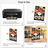 Vista 5 de Soporte de letrero acrílico de 8.5 x 11 pulgadas, soporte vertical en forma de T, soporte de escritorio transparente de doble cara, soporte