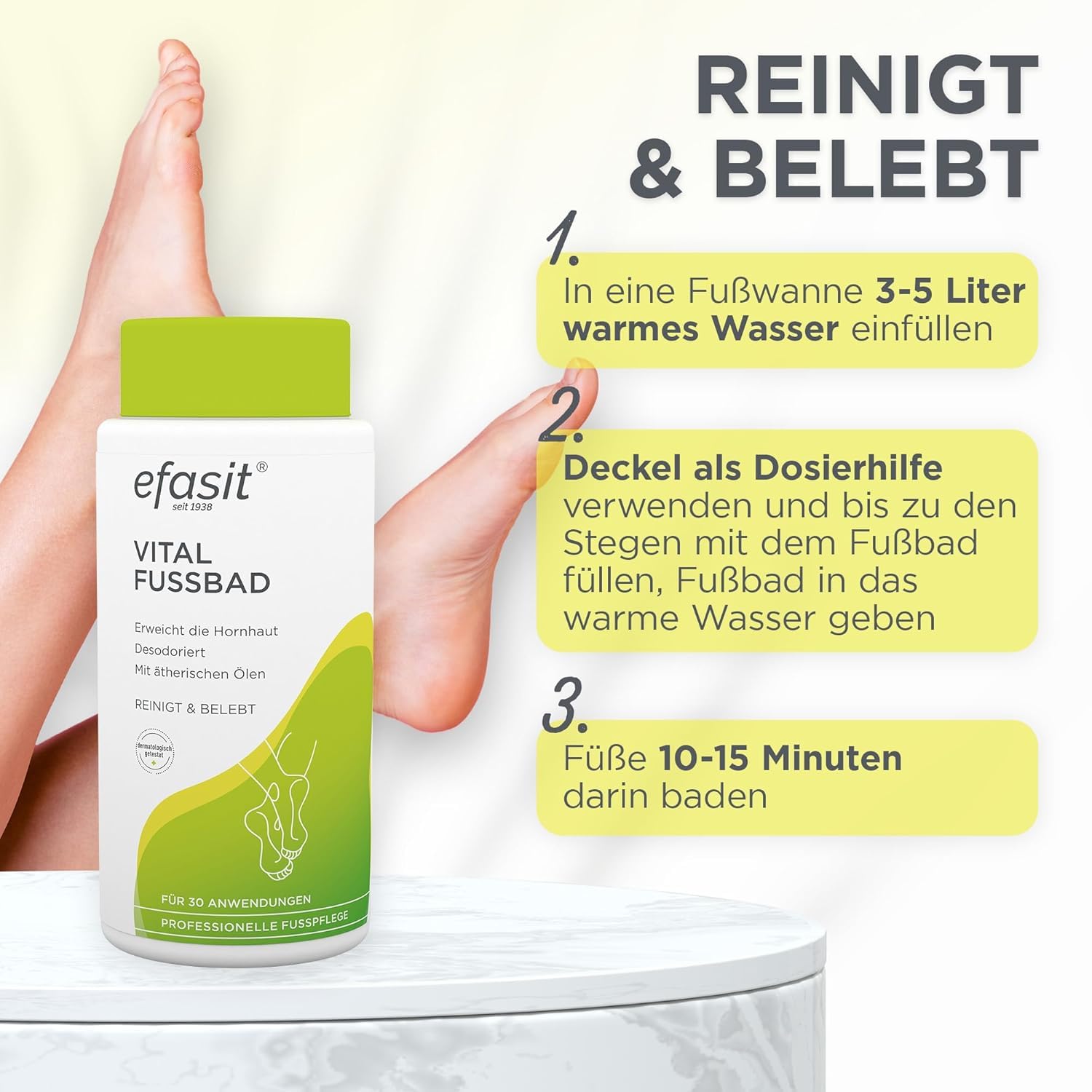 efasit Vital pediluvio 400 g – Additivo basico per calli per piedi profumati, curati e rilassati, ammorbidendo i calli, fino a 30 usi