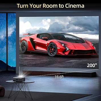 KSAN Movie Projector, [800 ANSI Lumen] Projector with WiFi 6, Movie Projector for Indoor Outdoor, 5W Speaker, Support 200inch, Video Proyector Compatible with Phone/TV Stick/PC/PS4