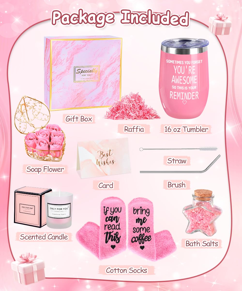 Idee Regalo Donna, Set Regalo Donna Compleanno, Regali Ragazza con Tazza da Vino in Acciaio Inox, Calzini Divertenti, Natale, San Valentino Regali per Mamma Migliore Amica Sorelle, Moglie