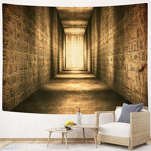Tapiz dorado antiguo egipcio, tapiz vintage histórico de Egipto para colgar en la pared, tapices murales egipcios para dormitorio, sala de estar,