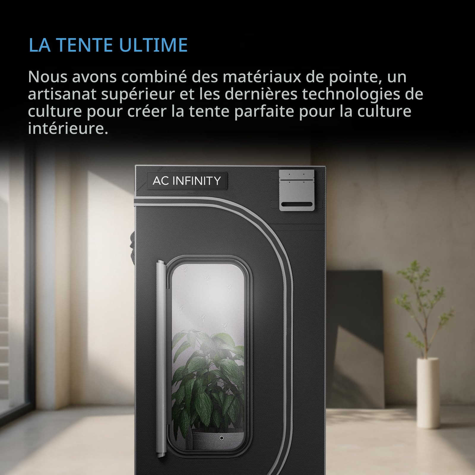 AC Infinity CLOUDLAB 733 Advance Grow Tent 3 x 3 pôles, 2000D Mylar Canvas, Lab-Tested plus haute réflectivité, plus grande fenêtre avec fermeture éclair, 36" x 36" x 72"