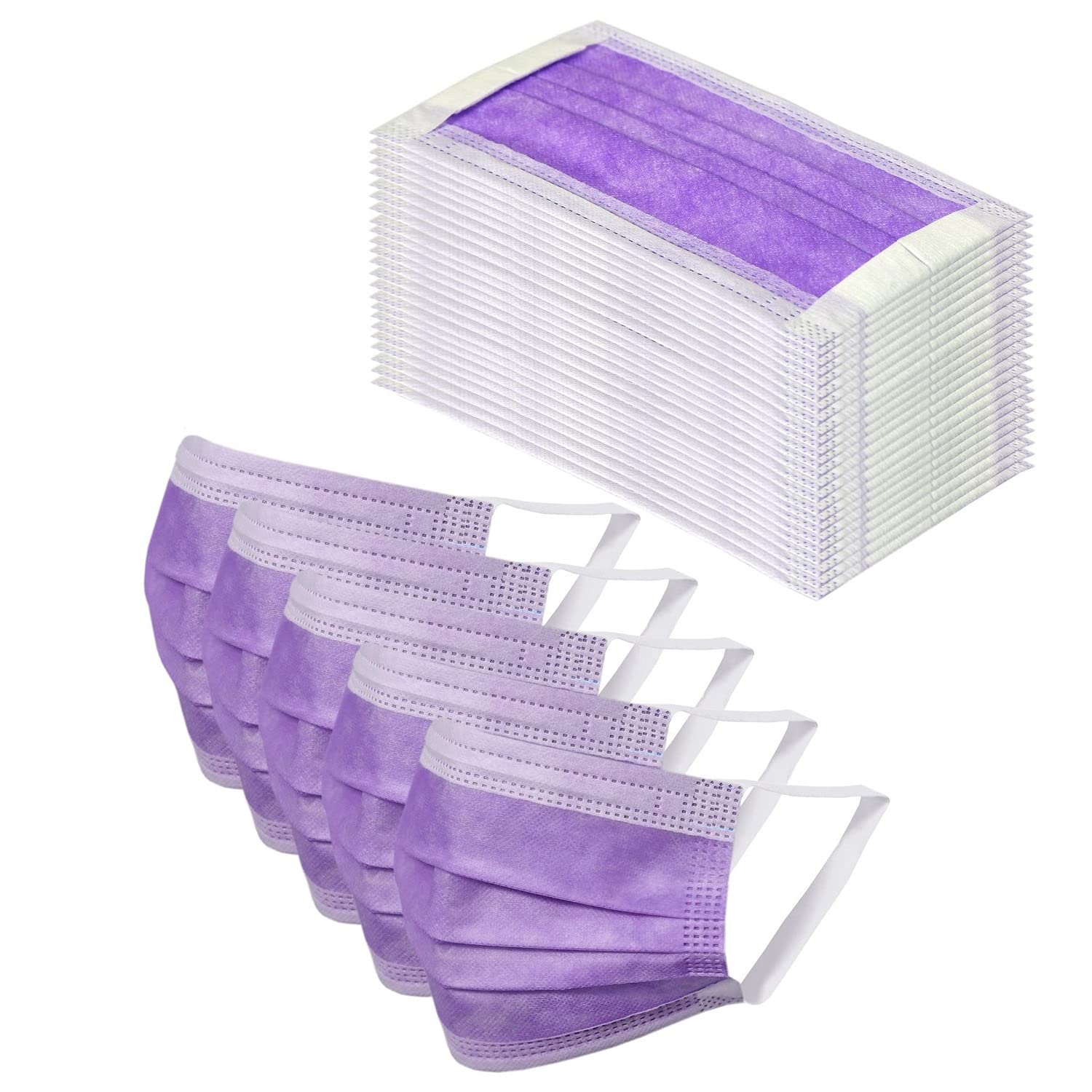 Be Positive Anti-Pollution 3 Ply Standard Quality Non-Woven Fabric Soft Ear-Loop Face Mask - KFSQ3PLSOFTLOOPMASK-50-Purple (B09CVBY9SX) Amazon Price History, Amazon Price Tracker