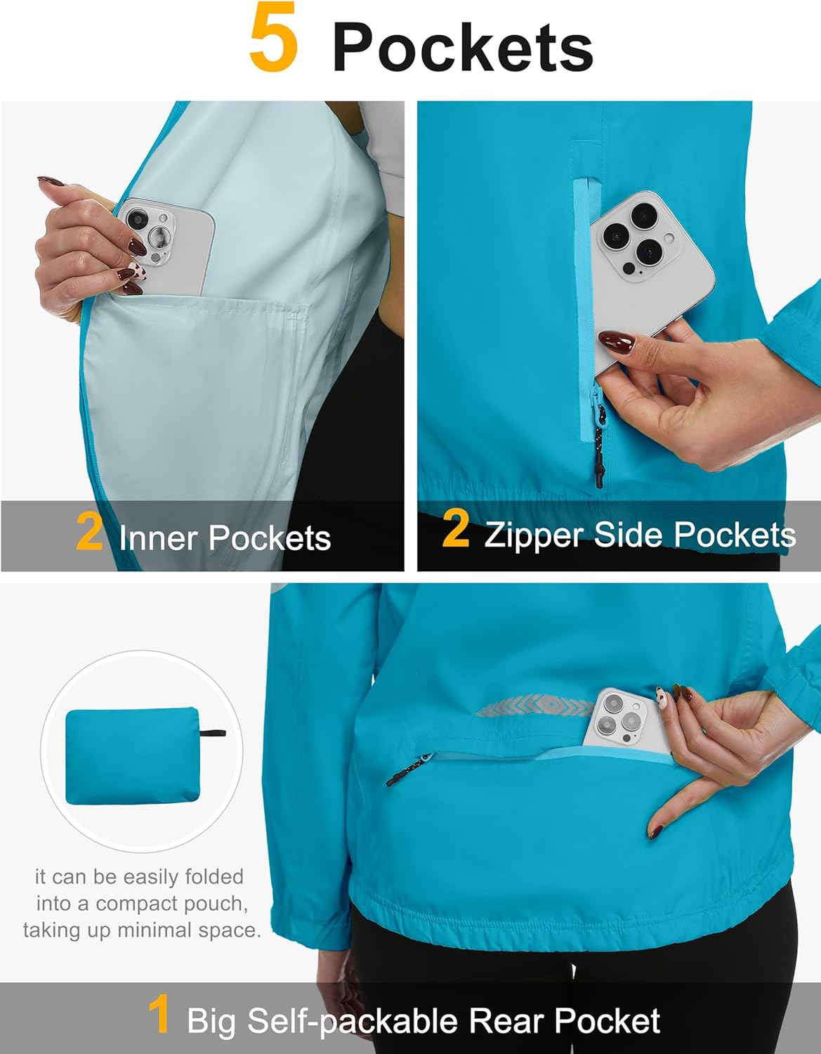 Little Donkey Andy Women's Waterproof Windbreaker Lightweight Packble Cycling Jacket for Biking, Running - Image 6