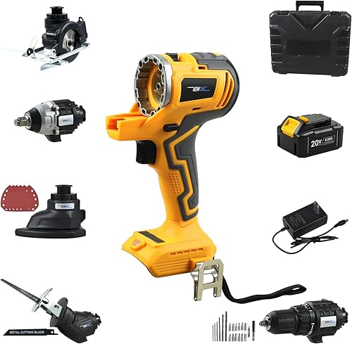 NEWONE Juego de herramientas inalámbricas de 20 V, juego de 5 herramientas eléctricas, compatible con batería De-Walt de 20 V, un cargador