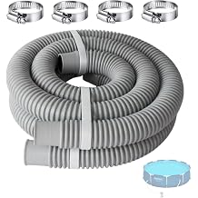 2 Pack Pool Hose Replacement Compatible with Bestway Above Ground Pools,1.25 x 59 Inch Pump Hoses,Compatible with Models Intex Pump 607/637, 1-1/4-Inch Hoses with 4 Metal Clamps,Grey