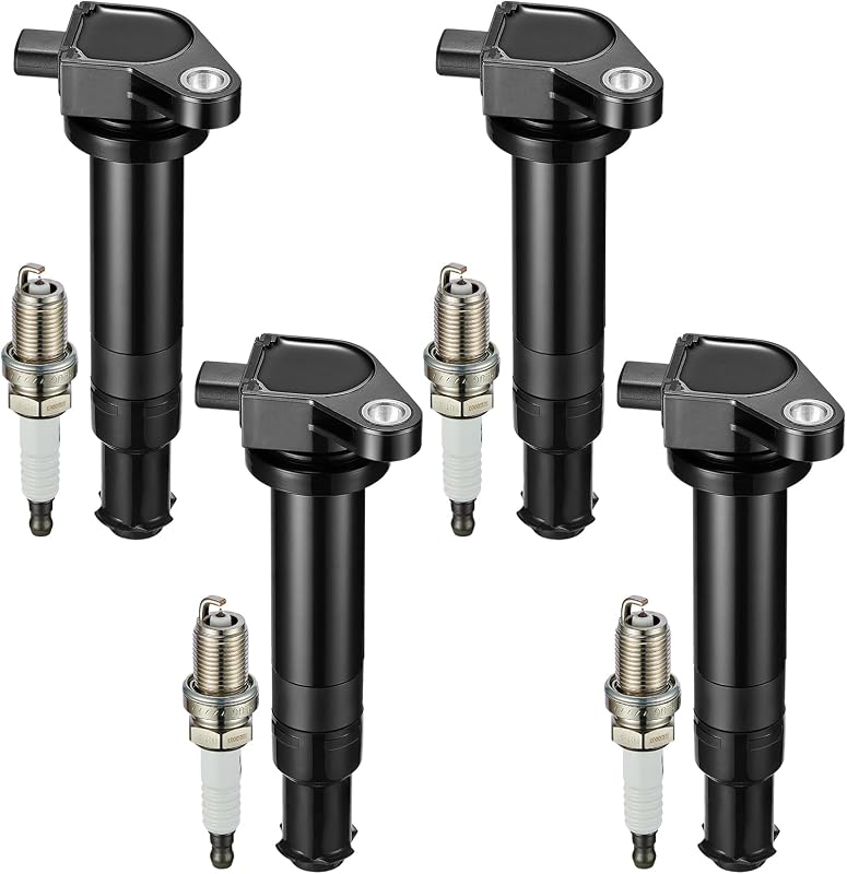 Kit de bobinas de ignição e velas SYKRSS para Hyundai Accent, Kia Rio/Rio5 e Kia Attitude 1.4L/1.6L – 4 bobinas e 4 velas