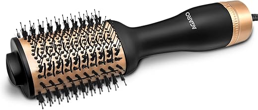 AGARO HV2179 1200 Watts Professional Volumizer Hair Dryer, 24K Gold Styling Surface, Activated Charcoal Bristles, Ceramic Tourmaline Coating Brush…