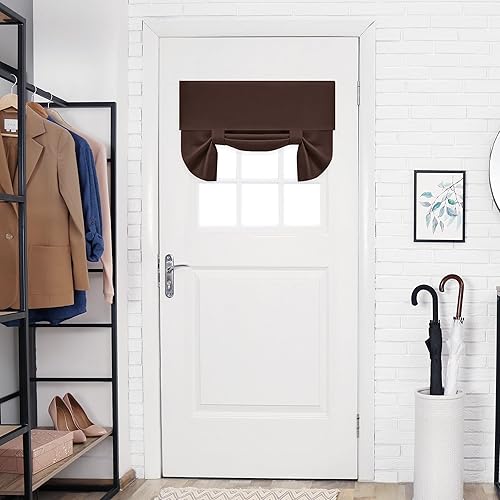 Miniatura 202 de Deconovo Cortina opaca de Navidad para puertas de vidrio y luces laterales, panel de privacidad con aislamiento térmico con doble bolsillo para