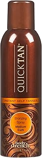 Body Drench QuickTan Instant Self Tanner Bronzing Spray, Salon-Quality Medium/Dark Tan, Streak-Free, Tinted Formula, 6 oz, 1-pack