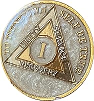 Vista 1 de 1 año AA Medallion Opulent Pearl Silver Swirl Tri-Plate Sobriety Chip