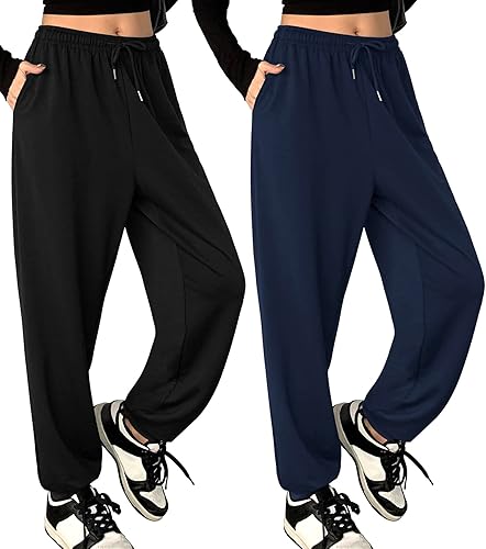 Miniatura 8 de ASIMOON Pantalones deportivos de yoga para mujer con bolsillos, ligeros, holgados, casuales, cómodos, elásticos, para correr, entrenar, descansar